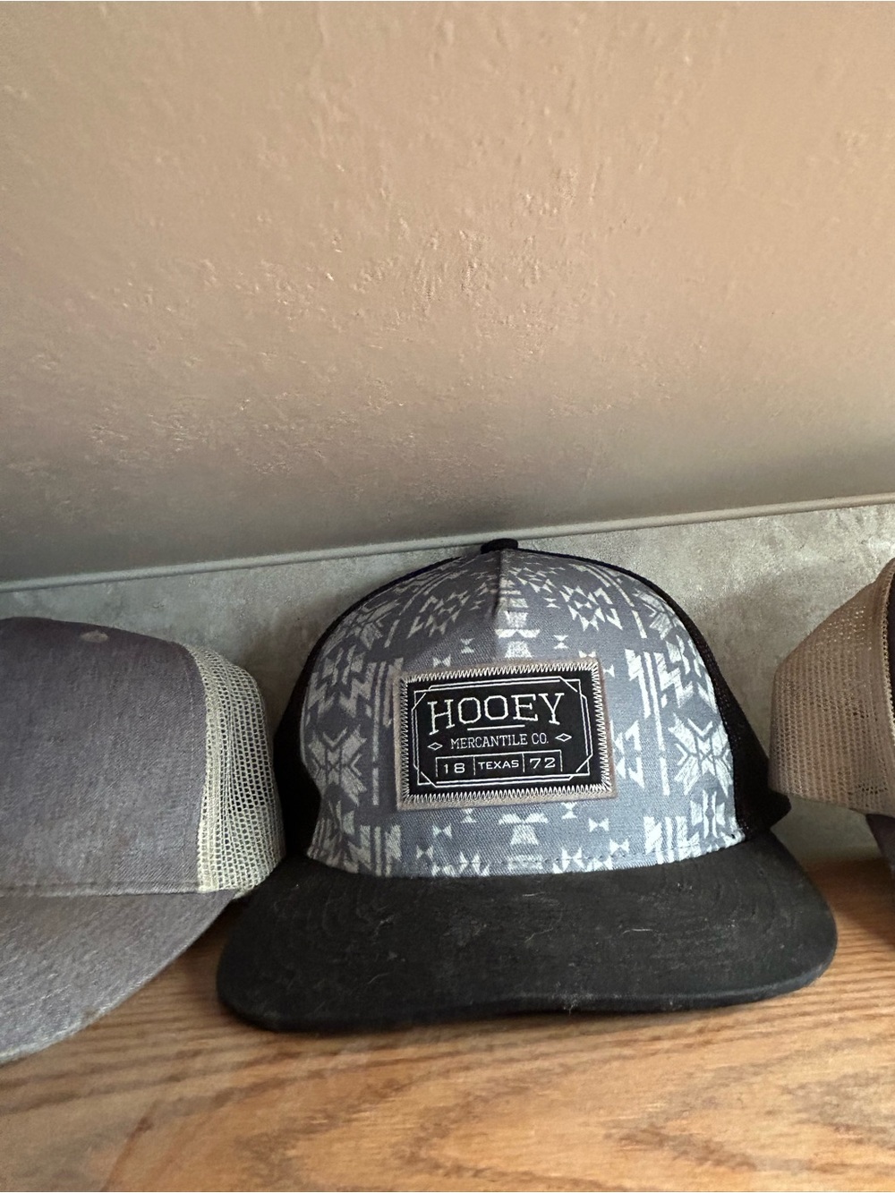 Hooey Grey Aztec Patch Trucker Hat with Black Bill